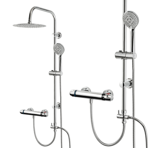 Coloană de duș cu baterie termostatică, efect de ploaie - diferite dimensiuni Cabine dus si accesorii - Coloană de duș cu baterie termostatică, efect de ploaie - diferite dimensiuni