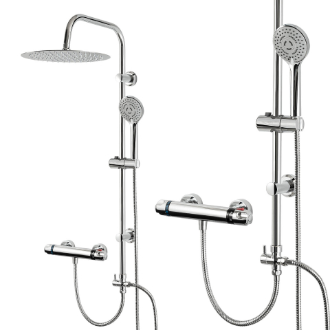 Coloană de duș cu baterie termostatică, efect de ploaie - diferite dimensiuni Cabine dus si accesorii - Coloană de duș cu baterie termostatică, efect de ploaie - diferite dimensiuni
