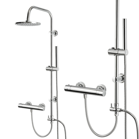 Coloane de dus si seturi de dus - Coloană si baterie termostatică pentru duș cu efect de ploaie de 20 cm