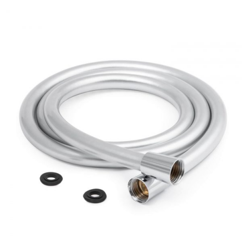 Coloane de dus si seturi de dus - Furtun de duș din PVC 360° argintiu, 150cm