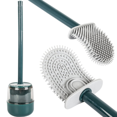 Accesorii si piese masini spalat rufe si uscatoare - Perie de toaletă din silicon pentru toaletă, suspendată, alba