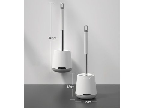 Perie toaleta cu suport, Silicon, Alb/Gri [7]