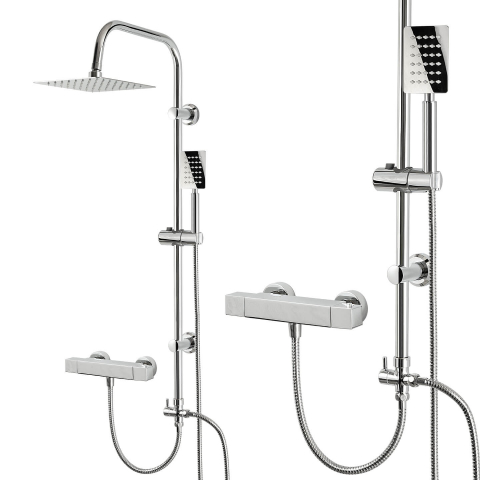 Set coloană de duș cu baterie cu termostat, efect de ploaie - diferite dimensiuni Cabine dus si accesorii - Set coloană de duș cu baterie cu termostat, efect de ploaie - diferite dimensiuni