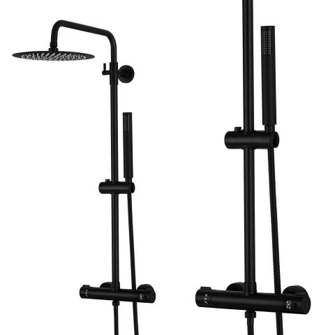 Set de duș negru cu termostat și duș cu efect de ploaie - diferite dimensiuni [1]