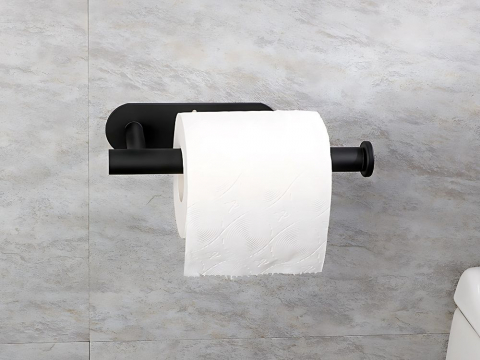 Suport hârtie igienică autoadeziv fără găurire, negru, metalic, tip loft [5]