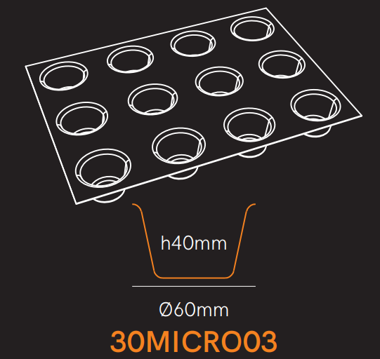 Covoras-forma silicon microperf, 40x60cm, ROUND, D60xH40mm x 12loc, 2 buc. [1]