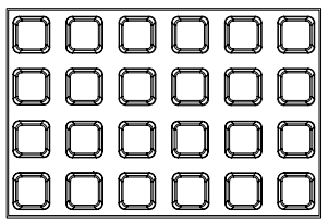 Forme & Tăvi - Covoras-forma silicon, FORMASIL, PATRAT, 585x385 mm, microperf., 24 loc, 65x55xH20 mm