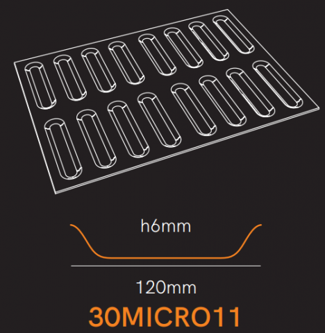Forme pentru Torturi si Deserturi - Covoras-forma silicon microperf, 40x60cm, ÉCLAIR, 120x25xH6mm x 16loc, 2 buc.