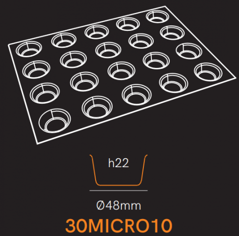 Forme & Tăvi - Covoras-forma silicon microperf, 40x60cm, ROUND, D48xH22mm x 20loc, 2 buc.