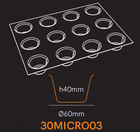 Forme & Tăvi - Covoras-forma silicon microperf, 40x60cm, ROUND, D60xH40mm x 12loc, 2 buc.