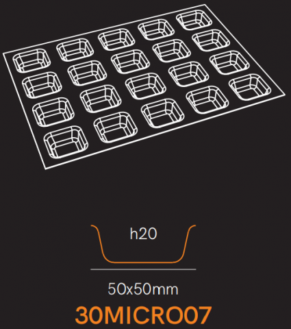 Forme & Tăvi - Covoras-forma silicon microperf, 40x60cm, SQUARE, 50x50mm x 20loc, 2 buc.