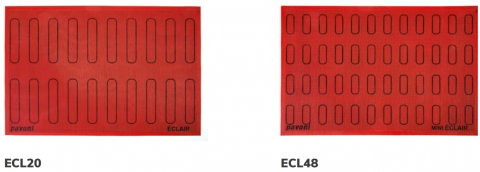 Forme pentru Torturi si Deserturi - Covoras silicon, ÉCLAIR, 585x385 mm, microperf., 48 loc, 60x18 mm