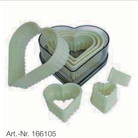 Cutite - Set cutite de patiserie, HEART, zimtat, nailon, +160°C, set7