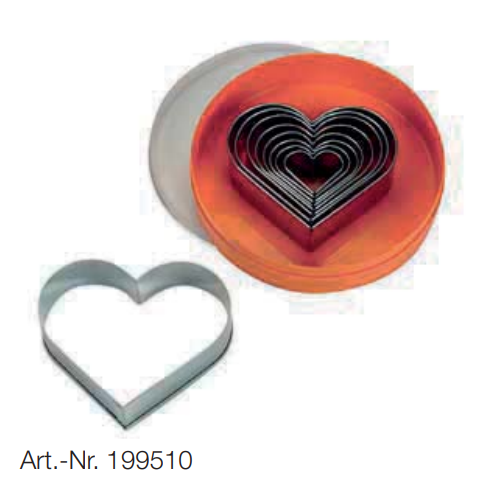 Cutite - Set cutite, HEART, simplu, INOX, grosime 0,4-0,5 mm, H30 mm, set9
