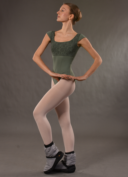 Body balet „Adriana” – B415, microfibră elastică cu imprimeu floral ton pe ton [1]