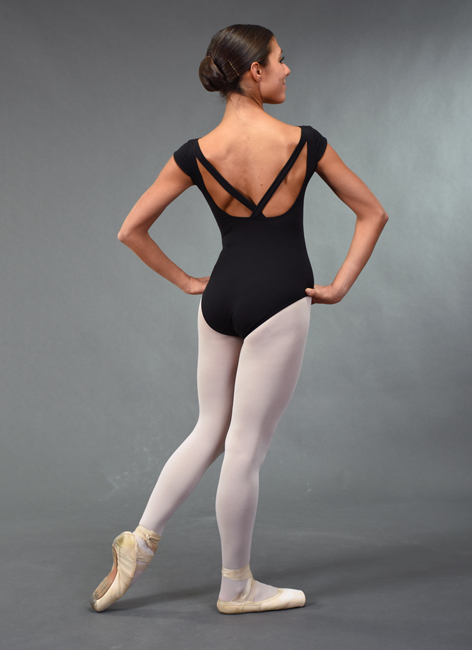 Body balet „Rita” – B396, bumbac negru cu benzi încrucișat [3]