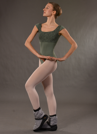 Femei - Body balet „Adriana” – B415, microfibră elastică cu imprimeu floral ton pe ton