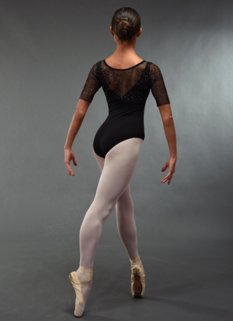 Body balet „Manila” – B399, microfibră neagră cu plasă strălucitoar [1]