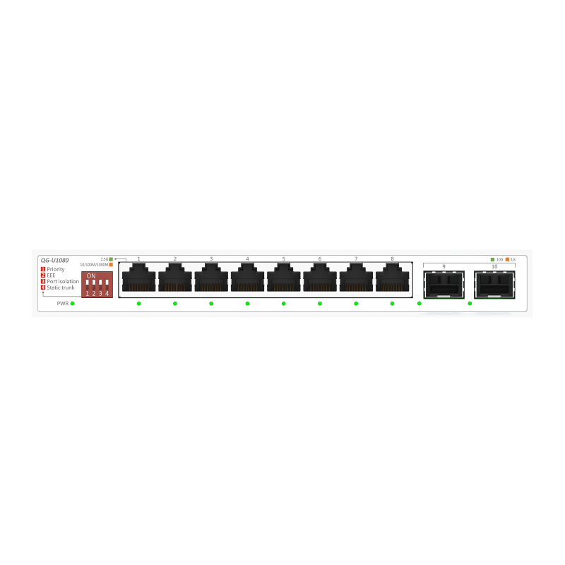 ASUS QG-U1080. Switch type: Unmanaged. Basic switching RJ-45 Ethernet ports type: 2.5G Ethernet (100/1000/2500), Basic switching RJ-45 Ethernet ports quantity: 8. MAC address table: 16000 entries. Net [1]
