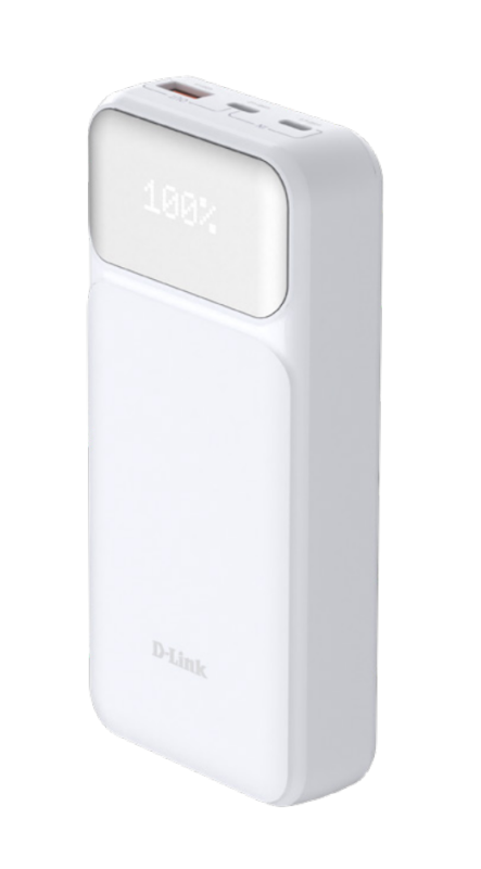 D-Link DPP-201. Battery capacity: 20000 mAh. USB Type-A output ports: 1, USB Type-C ports quantity: 2. Product colour: White [1]