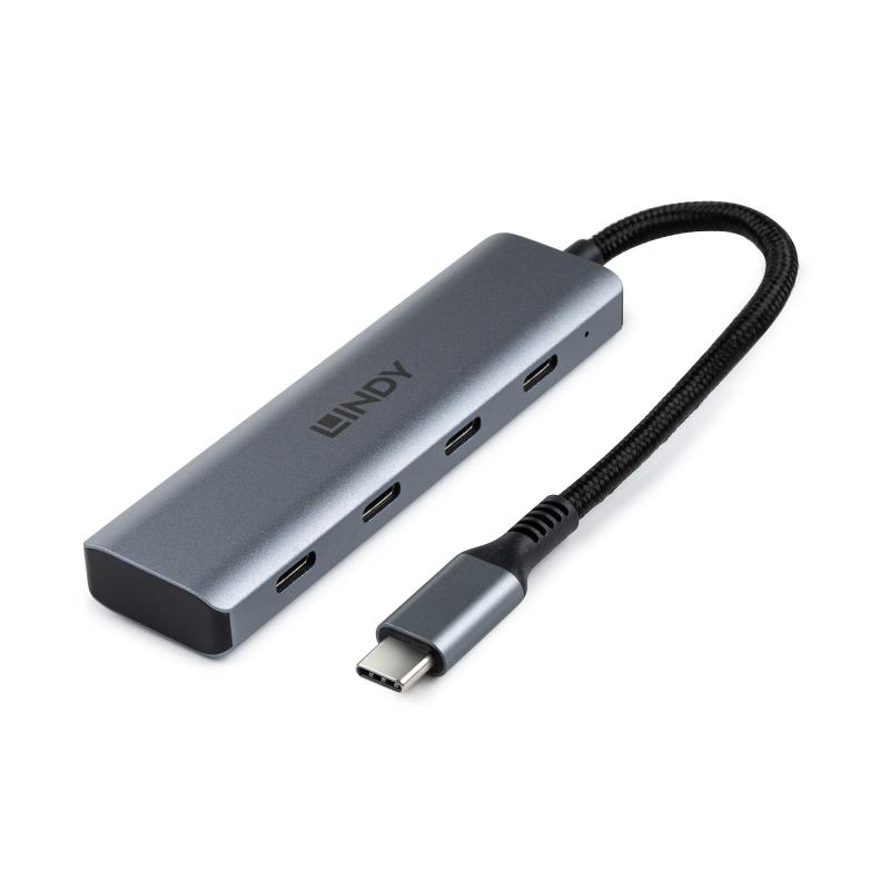 Hub USB LINDY 4 Port USB 3.2 Gen 2 Type C Hub, USB-C, 4 porturi, Gri [1]