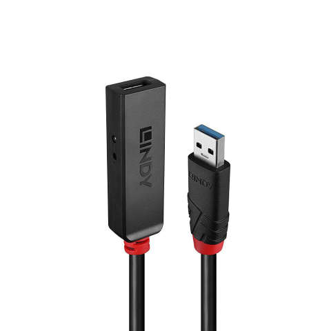 Cabluri video - Adaptor Lindy USB 3.0 Active Extension Slim, material PVC, lungime cablu 5m, latime de banda suportata 5 Gbps, putere 2.5/0.7mm DC Connector