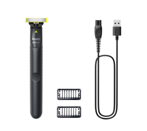 Aparate de tuns - Aparat de ras electric Philips Oneblade QP1424/10, negru/verde, husa inclusa