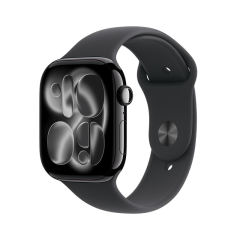 SmartWatch-uri - Apple Watch Series 11 GPS 46mm Jet Black Aluminium Case with Black Sport Band - S/M