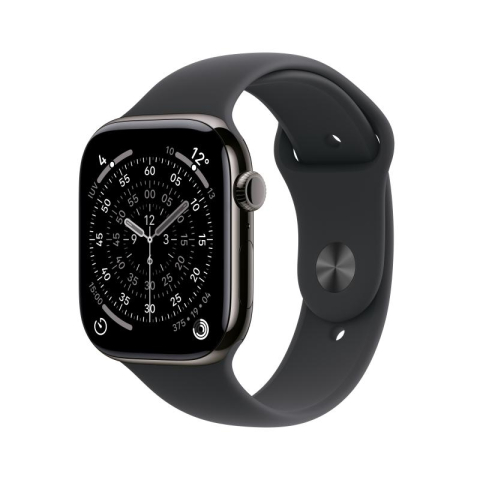 SmartWatch-uri - Apple Watch Series 11 GPS + Cellular 42mm Slate Titanium Case with Black Sport Band - S/M