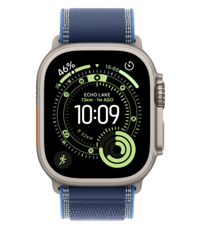 SmartWatch-uri - Apple Watch Ultra 3 GPS + Cellular 49mm Natural Titanium Case with Blue/Bright Blue Trail Loop - S/M