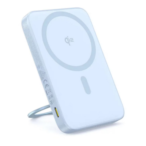 Baterii portabile - Baterie externa Baseus PicoGo Qi2 Magnetic, 5000mAh, PD 20W, 1 x USB Type-C, incarcare wireless Qi2 15W, prindere magnetica Iphone, include cablu USB Type-C la USB Type-C 30cm, albastru