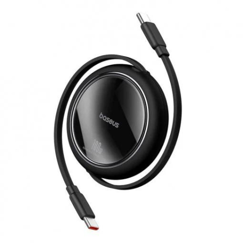 Cabluri periferice - Cablu alimentare si date Baseus Free2Draw Mini, Fast Charging Data Cablept. smartphone, retractabil, USB Type-C la USB Type-C 100W, 1m, negru