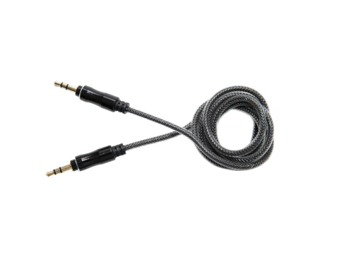 Cabluri periferice - Cablu Audio Lemontti , conectivitate Jack 3.5mm, lungime 1m, (impletitura textila, protectie metalica), Negru