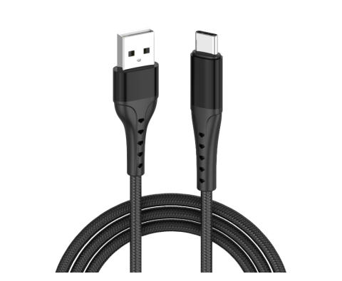 Cabluri periferice - Cablu Lemontti Bending Aluminum USB-A la Type-C, Fast Charge, lungime 1.2m, Negru
