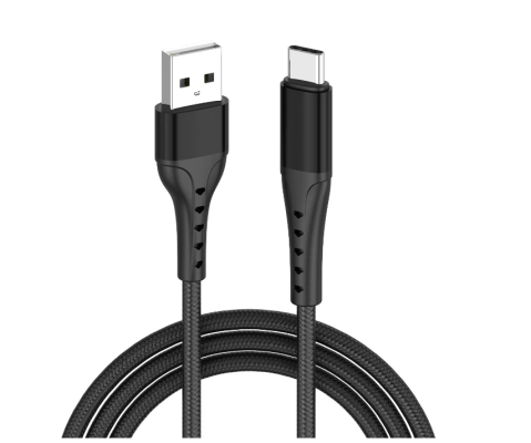 Cabluri periferice - Cablu Lemontti Bending Aluminum USB-A la Type-C, Fast Charge, lungime 1.5m, Negru