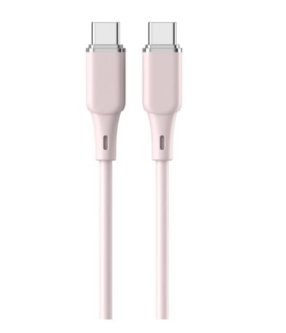 Cabluri periferice - Cablu Lemontti Liquid SiliconType-C la Type-C, Fast Charge, PD 60W, lungime 1.2m, Roz