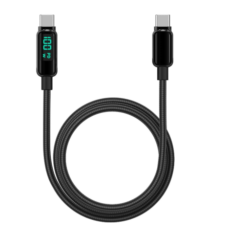Cabluri periferice - Cablu Lemontti Screen Digital Display Type-C la Type-C, Fast Charge, 100W, lungime 2m, Negru