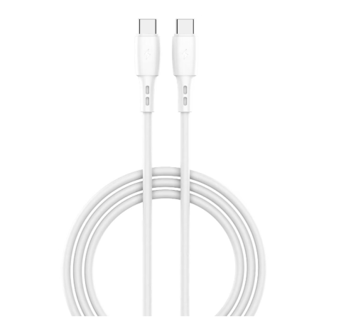 Cabluri periferice - Cablu Lemontti Wind Fast Charge Type-C la Type-C, PD, 65W, lungime 1.2m, Alb