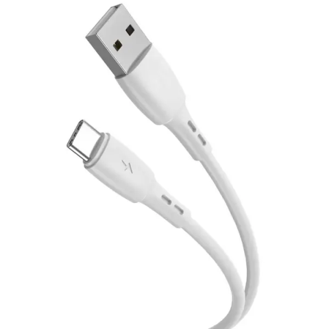 Cabluri periferice - Cablu Lemontti Wind Fast Charge USB-A la Type-C, lungime 1.2m, Alb