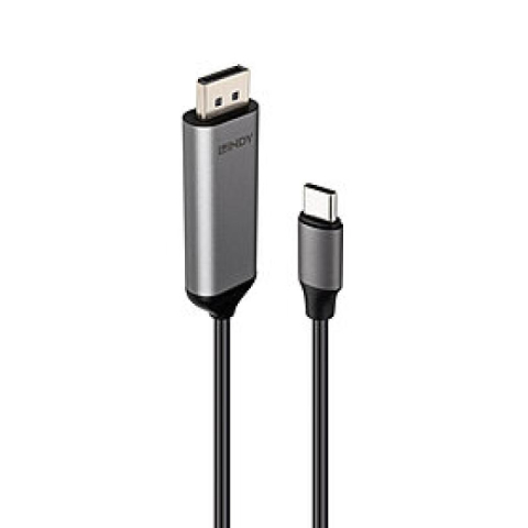 Cabluri periferice - Cablu Lindy Bi-Directional USB C la DisplayPort, lungime 2m, Supported Bandwidth: 32.4Gbps, rezolutie maxima 7680x4320@60Hz