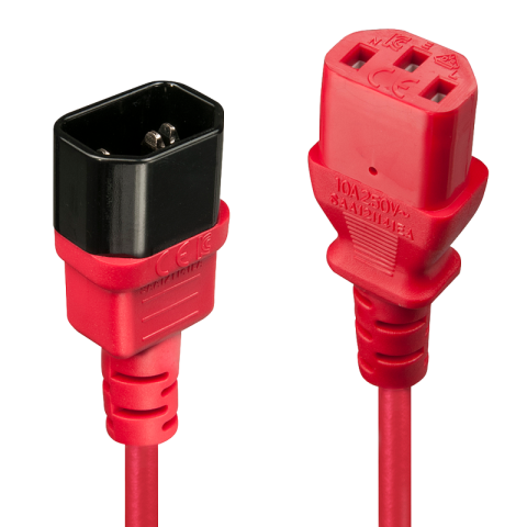 Cabluri video - Cablu Lindy C14 to C13, lungime 2m, material cablu H05-VVF 3G 0.75mm, 3 fire, Connector A: IEC C14, Connector B: IEC C13, rosu