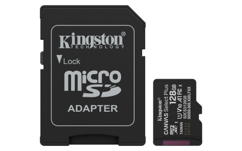 Carduri memorie - Card de memorie Kingston Canvas Select Plus Gen3 Micro-SDXC, 128 GB, Class 10 + Adaptor