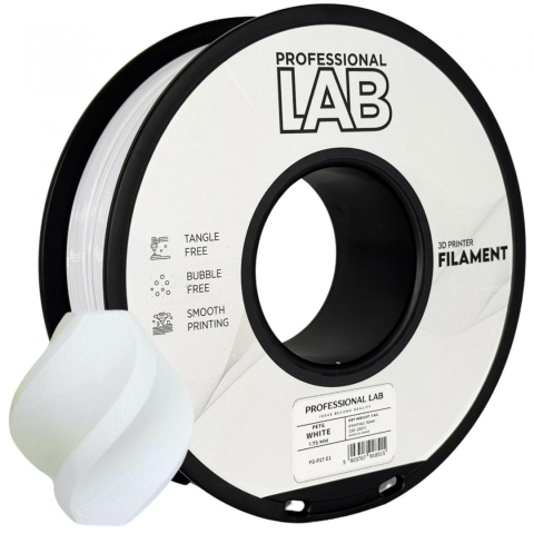 Accesorii imprimare 3D - Filament 3D Proffesional Lab, Diamentru 1.75mm, Greutate: 1KG, Culoare: Alb, Material: PETG, Temperatura: 220-240c.