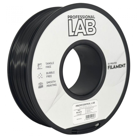 Accesorii imprimare 3D - Filament 3D Proffesional Lab, Diamentru 1.75mm, Greutate: 1KG, Culoare: Negru, Material: ABS+, Temperatura: 220-250c.