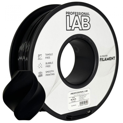 Accesorii imprimare 3D - Filament 3D Proffesional Lab, Diamentru 1.75mm, Greutate: 1KG, Culoare: nEGRU, Material: PETG, Temperatura: 220-240c.