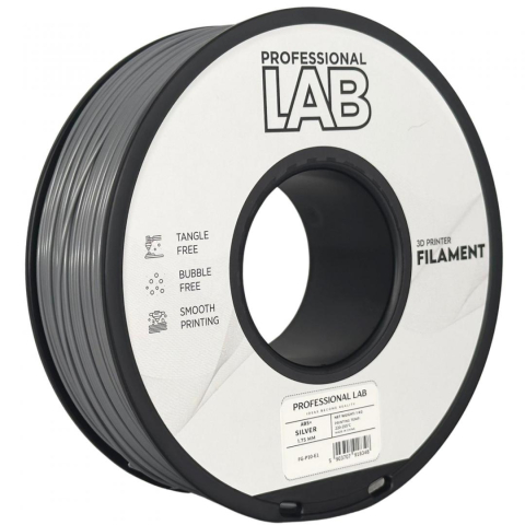 Accesorii imprimare 3D - Filament 3D Proffesional Lab, Diamentru 1.75mm, Greutate: 1KG, Culoare: Silver, Material: ABS+, Temperatura: 220-250c.