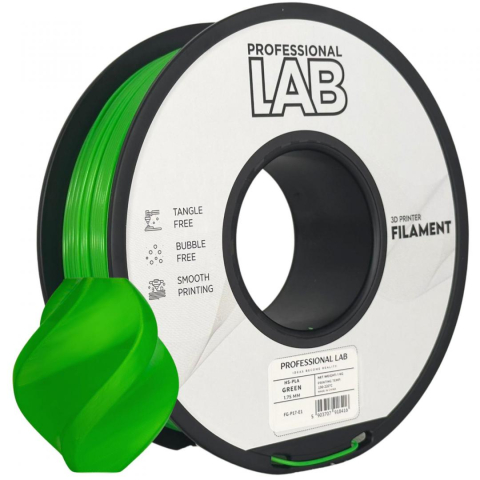 Accesorii imprimare 3D - Filament 3D Proffesional Lab, Diamentru 1.75mm, Greutate: 1KG, Culoare: Verde, Material: PLA, Temperatura: 180-240c.