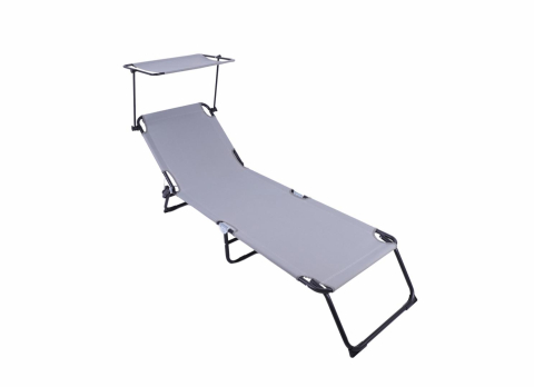 Sezlonguri - HEINNER SEZLONG CU PARASOLAR 186X55X24CM GRI