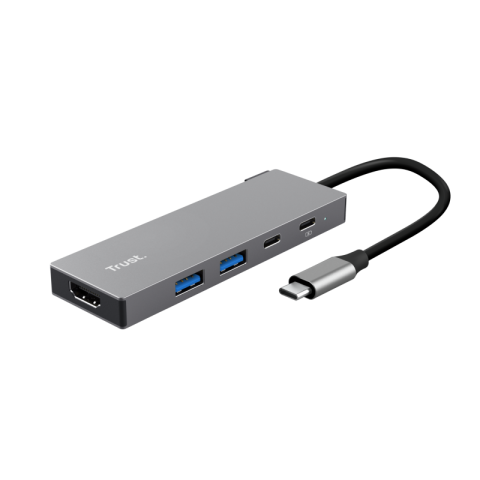  Hub-uri USB - Hub USB Trust Dalyx USB-C, 5 porturi, HDMI, Gri