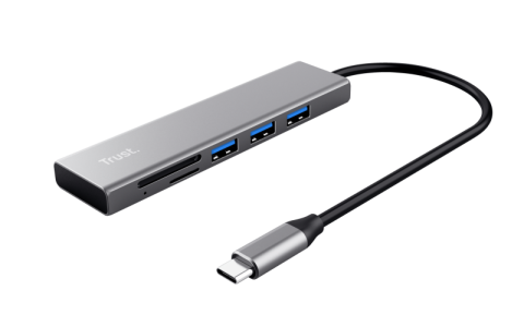  Hub-uri USB - Hub USB Trust Halyx, USB-C, 5 porturi, Gri